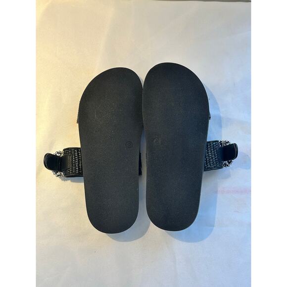 Steve Madden Orson Crystal Buckle Black Raffia Slide Sandal Size 8 NWOT - Picture 7 of 8